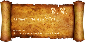 Wimmer Menyhért névjegykártya